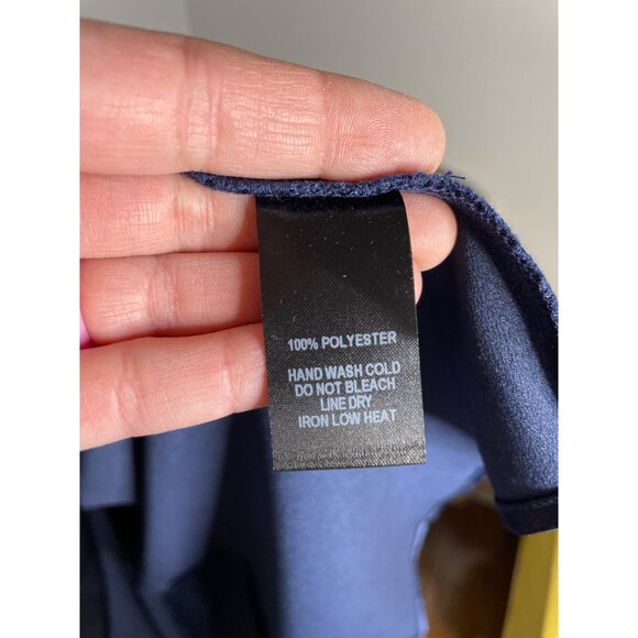 Lulus Pure Happiness Navy Blue Dress Size Small Satin Off-the-Shoulder Long New - Picture 10 of 12